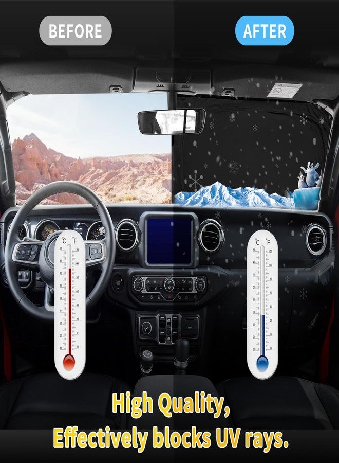UKTOP for Ford Bronco Windshield Sun Shade for Bronco 2021-2023 2024 2025 2026 (Not for Bronco Sport)- 4 Layers Window Shades 4 Door 2 Door Sunshade Visor Protector 240T Foldable Block UV Ray - Image 5